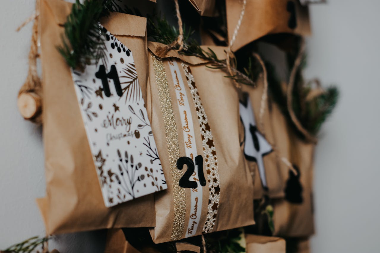 services-img Decorative advent calendar with personalized handmade gifts for a festive Christmas celebration.